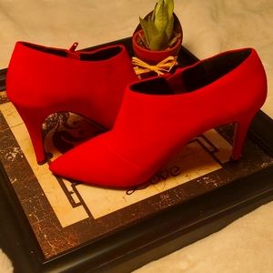 RED Booties! 6th ST. West !  7.5 Size. Suede fabric